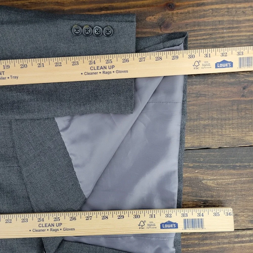 Nautcia Men's Sport Coat Blazer‎ Two Button Gray Flannel Twill Lambs Wool 46L